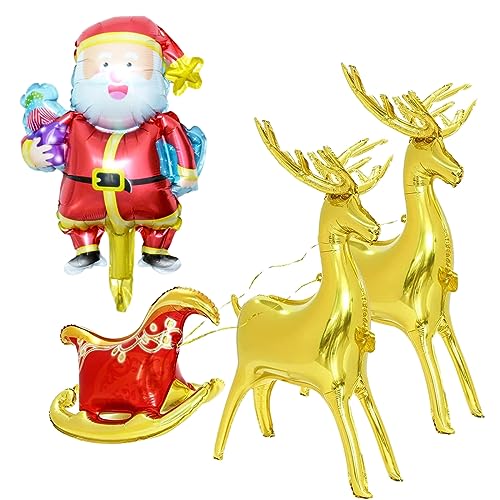 Weihnachtsballons, Christmas Balloon Decoration Kit, Foil Balloon Elk,Aluminiumfolie Weihnachts-Rentier-Ballon for Children Boys Girls Birthday Festival Party Decoration von TRNOLPX