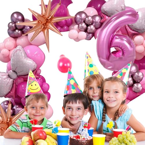 TROONZ Rosa Ballon-Geburtstagsparty-Set, rosa Geburtstagsdekorationen,Rosa Schleifen- und Zahlen-Geburtstagsdekorations-Luftballons-Set - Rosafarbene Rosen-Ballonschleife, von TROONZ
