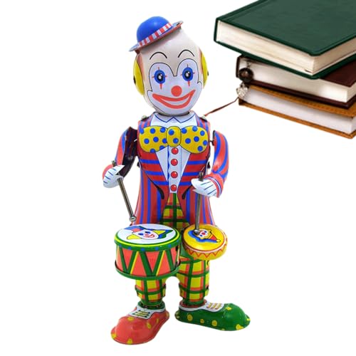 TROONZ Trommelnde Clown-Puppe, Clown-Spielzeug zum Aufziehen, Tischdekoration Clown Figur Schlagzeuger Spielzeug, Heimdekoration, Clown-Schlagzeuger, ideal für Geschäfte, Bars, von TROONZ