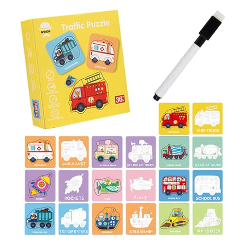 Vorschul-Puzzles Spielzeug,Vorschul-Puzzles - 10-teilige Cartoon-Puzzles für Kinder - Lernspielzeug für Kinder im Alter von 0–3 Jahren, Lernspielzeug, Rätselbrett, Spielzeug von TROONZ