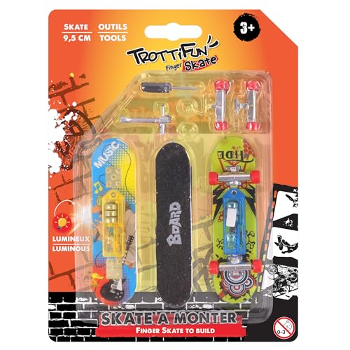 TROTTIFUN - Set 2 Finger Skates - Leuchtend - Batterien inklusive - 031480 - Metall - Skateboard - Finger - Kinder Spielzeug - Geburtstag - Geschenk - Fingerboard - Ab 3 Jahren TROTTIFUN - Set 2 Finger Skates - Leuchtend - Batterien inklusive - 031480 - Metall - Skateboard - Finger - Kinder Spielzeug - Geburtstag - Geschenk - Fingerboard - Ab 3 Jahren von TROTTIFUN