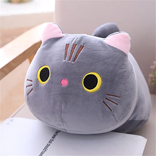 TROYSINC Katze Stofftier Plüschtier, Plüschkissen Tier Kissen süße Weiche Kuscheltier Plüsch Katze Spielzeug (Grau,35cm) von TROYSINC