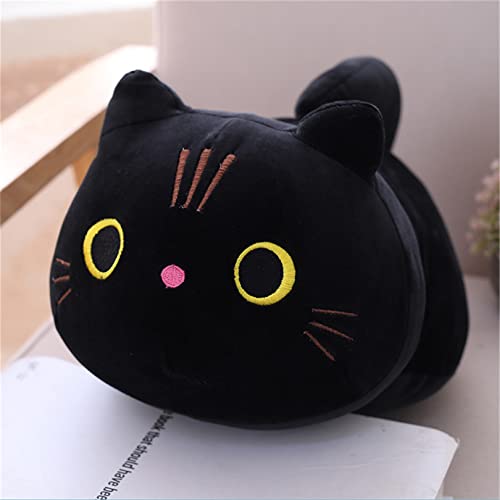 TROYSINC Katze Stofftier Plüschtier, Plüschkissen Tier Kissen süße Weiche Kuscheltier Plüsch Katze Spielzeug (Schwarz,25cm) von TROYSINC