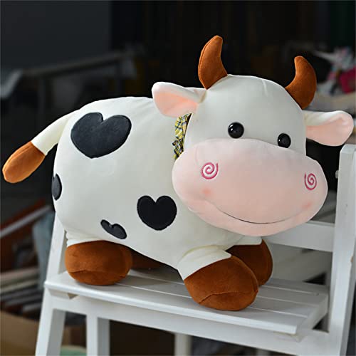 TROYSINC Plüschtier Kühe mit Schal, Weiche Kuscheltier ca. 28 cm groß, Süßer Cartoon Kissen, Kreative Geschenke für Erwachsene und Kinder (Weiß) von TROYSINC