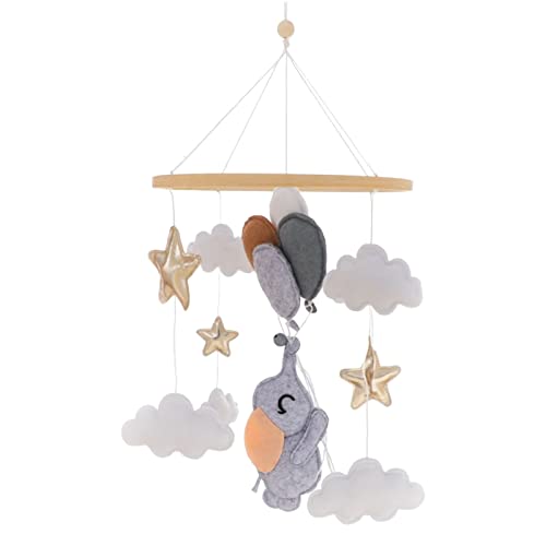 TROYSINC Tiere Mobile Baby Windspiele, Miniatur-Bär Elefant Mobile Baby Holz mit Filzbällen, Mobile Baby Mädchen Bettglocke Anhänger für Babybett Jungen und Mädchen (#B) von TROYSINC