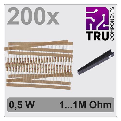 TRU COMPONENTS TC-12888484 T22P104 Kohleschicht-Widerstand Sortiment axial bedrahtet 0.5W 5% 200St. von TRU Components