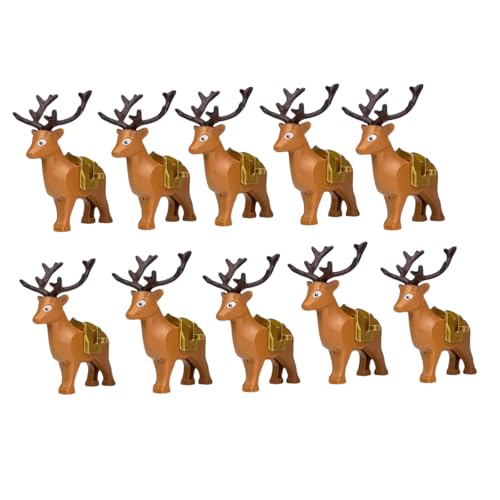 10 Stück Tiere Minifiguren Bausteine Bausatz, Deer Modellfiguren Baustein Sets, Tierfiguren Minifiguren Bauset für Kinder, Plastiktiere Mini Tiere DIY Zubehör Bausteine Modell von TRavesty