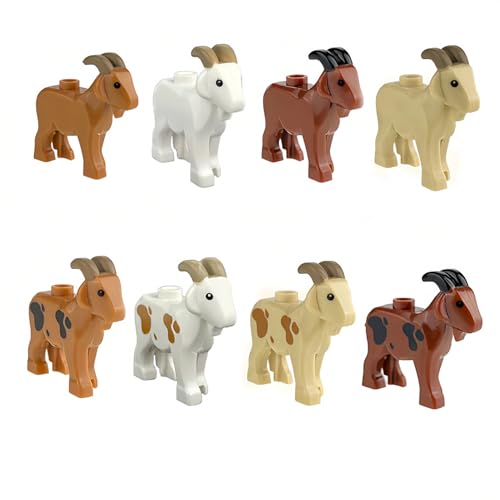 8 Stück Tiere Minifiguren Bausteine Bausatz, Ziegen Modellfiguren Baustein Sets, Tierfiguren Minifiguren Bauset für Kinder, Plastiktiere Mini Tiere DIY Zubehör Bausteine Modell von TRavesty