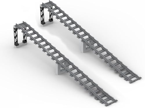 City Eisenbahnschienen Bausteine Set, City Zug Schienen Zubehör Eisenbahn Erweiterungs Sets, Bergauf und Bergabstrecken Bausteine Zug Schienen Set Kompat mit dem Marktführer von TRavesty