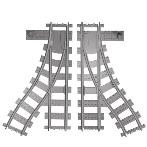 City Eisenbahnschienen Bausteine Set, City Zug Schienen Zubehör Eisenbahn Erweiterungs Sets, Gegabeltes Gleis Bausteine Zug Schienen Set Kompat mit dem Marktführer von TRavesty