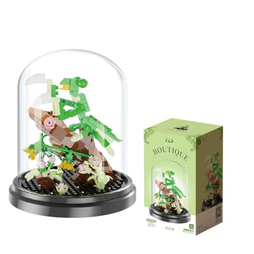 Gottesanbeterin Blumenstrauß Bausteine Bausatz, kreativer Insekt Blumen Bauset Pflanzen Blumenstrauß mit Staubschutzhülle, Insekt Blumenstrauß Bauspielzeugsets Geschenke für Erwachsene Kinder von TRavesty