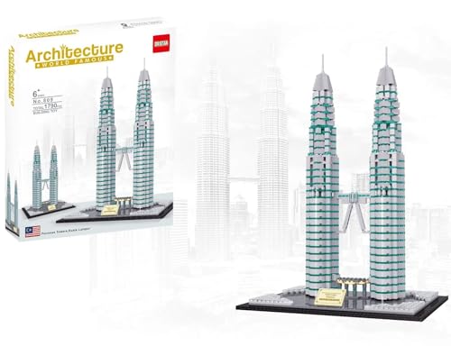 Modular Haus Bausteine Bausatz, 1790 Teilen Petronas Twin Towers Architektur Modellbausatz, Weltberühmte Architekturblöcke gesetzt, Architecture Häuser Modell Bausatz für Erwachsene Jugendliche von TRavesty