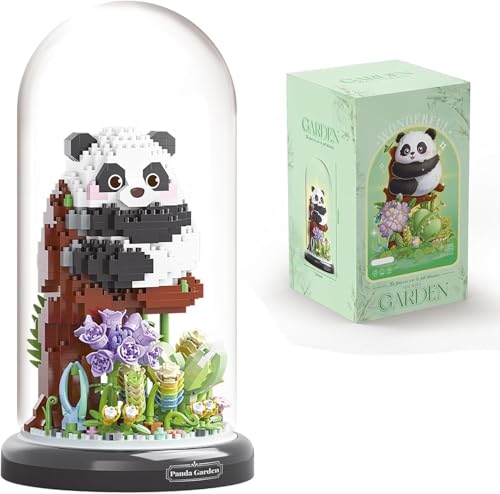 TRavesty Panda Blumenstrauß Bausteine Bausatz, kreativer DIY Tiere Blumen Bauset Blumen Pflanzen Blumenstrauß mit Staubschutzhülle, Tiere Blumenstrauß Bauspielzeugsets Geschenke für Erwachsene Kinder von TRavesty