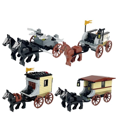 TRavesty Mittelalterlicher Figuren Wagenmodell Bausteine Bausatz, Militärische Mittelalterliche Figuren Kutsche Streitwagen Bausteine Set, Custom Krieg Pferd Kit für Minifiguren von TRavesty