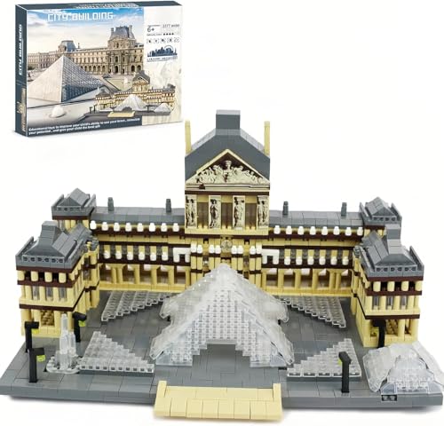 TRavesty Pariser Louvre Bausteine Bausatz, 3377 Teile Modular Haus Architektur Modellbausatz, Weltberühmtes Architektur Modell Spielzeug, Geschenk für Erwachsene und Kinder von TRavesty