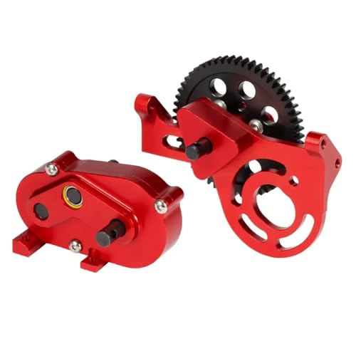 TReCVd 30% OD -Übertragungskoffer Vorwärtsmotorhalterung mit Delrin Spur Gear, kompatibel mit 1/10 RC Crawler Car Chassis Kompatibel mit Comp -Builds und Betrüger, Rigs(Red Set) von TReCVd