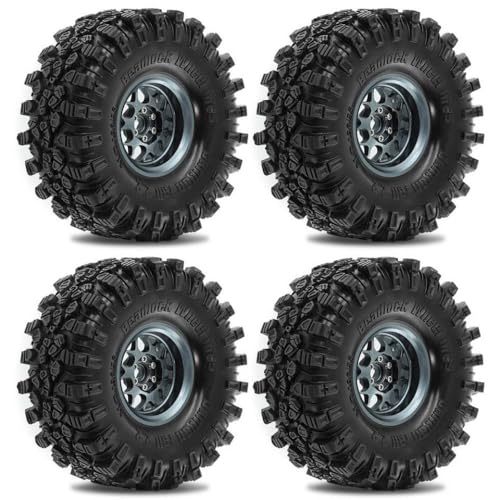 TReCVd 4pcs Beadlock Wheel Rand Rand Gummi -Reifen -Set 2,2 Zoll kompatibel mit 1/10 RC Crawler -Modellen 90046 Voodoo(1set Titanium) von TReCVd