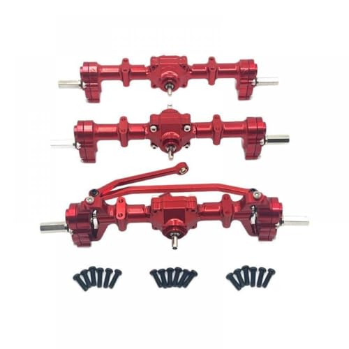 TReCVd 6WD 6x6 Metall-Vorder- und Heck-Portalachse-Upgrade-Teile mit 1/16 RC-Autos B16 B36 Q60 Q63 Q64 Fayee FY004 MN-77 kompatibel(Red) von TReCVd