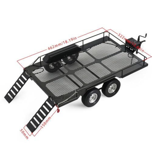 TReCVd Metal -Dual -Achs -Anhängerkit für RC -Crawler -LKWs im Maßstab 1/10, die mit verschiedenen Modellen kompatibel sind von TReCVd