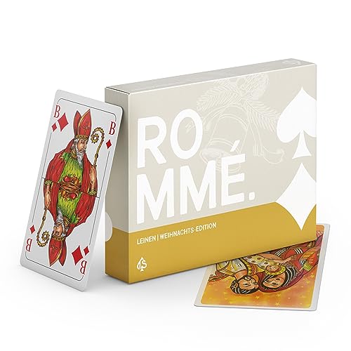 TS Spielkarten | Romme Kartenspiel Weihnachten mit Leinen Struktur für Skat Poker Mau-Mau Canasta, Bridge | Geschenk Karten - Handgezeichnet von TS Spielkarten