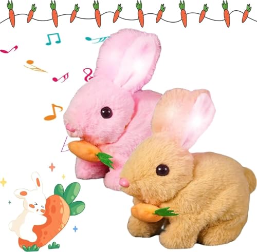 Realistisches Plüschkaninchen - Interaktives Osterhase Spielzeug Für Kinder, Perfektes Ostergeschenk Für Jungen Und Mädchen, Süßes Und Weiches Häschen Für Stundenlangen Spielspaß!(Rosa+braun) von TS TAC-SKY