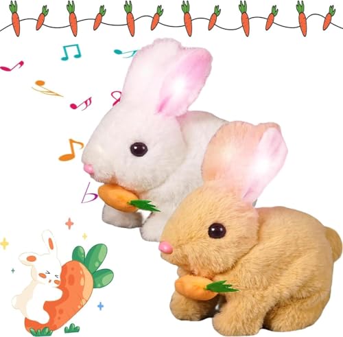 Realistisches Plüschkaninchen - Interaktives Osterhase Spielzeug Für Kinder, Perfektes Ostergeschenk Für Jungen Und Mädchen, Süßes Und Weiches Häschen Für Stundenlangen Spielspaß!(Weiß+braun) von TS TAC-SKY