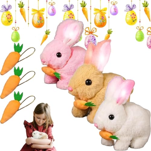 Realistisches Plüschkaninchen - Interaktives Osterhase Spielzeug Für Kinder, Perfektes Ostergeschenk Für Jungen Und Mädchen, Süßes Und Weiches Häschen Für Stundenlangen Spielspaß!(Weiß+rosa+braun) von TS TAC-SKY