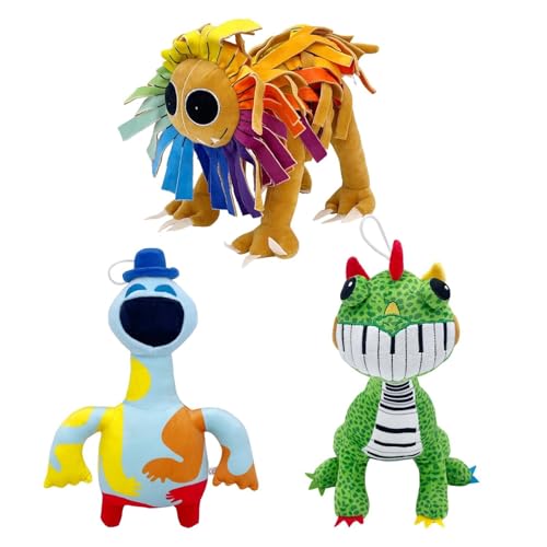 TS TAC-SKY 12 Zoll Nightmare Critters Plüschspielzeug - Doey Monster Plüsch Für Kinder Und Erwachsene, Perfekt Für Fans Der Monster-Spielreihe(Doey+yarnaby+pianosaurus) von TS TAC-SKY