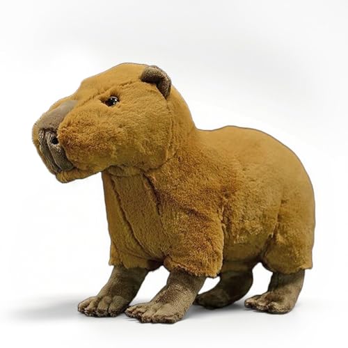 TS TAC-SKY Lebensechter Capybara Plüsch - Realistischer, Weicher Riesen-Nager Teddy Mit 31 cm, Tierliebhaber Und Kuschelige Kissen-Dekoration von TS TAC-SKY