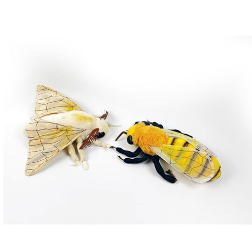 TS TAC-SKY Motte Plüschfigur 33CM | Kawaii Seideneule Kuscheltier | Realistische Motten Stofftier Für Kinder Natur- Und Tierliebhaber(Moth+bee) von TS TAC-SKY