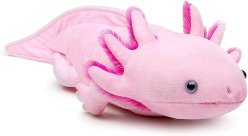 TS TAC-SKY Realistische Blaue Pelzspielzeug - 17 "weich Gefüllte Tiere - Niedliche Und Liebenswerte Pelzgeschenke Für Kinder - Perfekt Für Umarmungen Und Spielzeiten(Pink Axolotl,L) von TS TAC-SKY