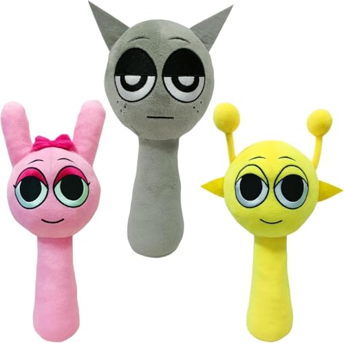 TS TAC-SKY Sprunki Kuscheltiere - Weiche Plüschfiguren Und Kissen, Perfekte Geschenkideen Für Weihnachten Und Geburtstage Für Kinder Und Erwachsene(Pink Grey Yellow) von TS TAC-SKY