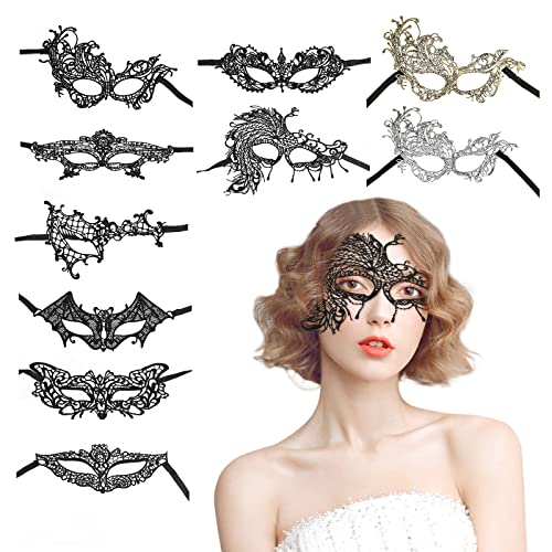 TSHAOUN 10 Stück Venezianische Maske Damen Spitze Maske Lace Maske,Augenmaske Maskerade Maske,für Halloween Karneval Party Kostüm Ball Karneval Cosplay Party Gothic Gesichtsmaske (10 PCS) von TSHAOUN