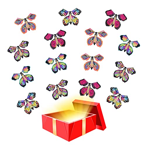 TSHAOUN 15 Stück Magische Schmetterling Spielzeug Magic Flying Butterfly Card Wind up Butterfly Toy, Fliegender Schmetterling Karte Überraschung Geschenk für Geburtstag, Hochzeit (Zufällige Farbe) von TSHAOUN