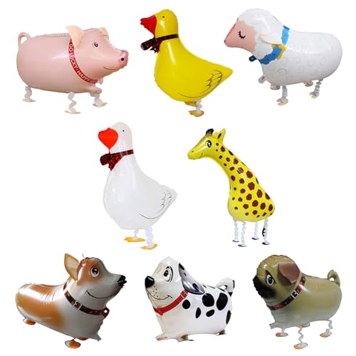 TSHAOUN 8 Stück Walking Tier Folienballons Haustier Folienballon Hund Haustier Ballons Walking, Tierballons Kinder Geburtstag Party Deko Ballons, Tiere Luftballons für Party Geschenk Mitgebsel (8PCS) von TSHAOUN