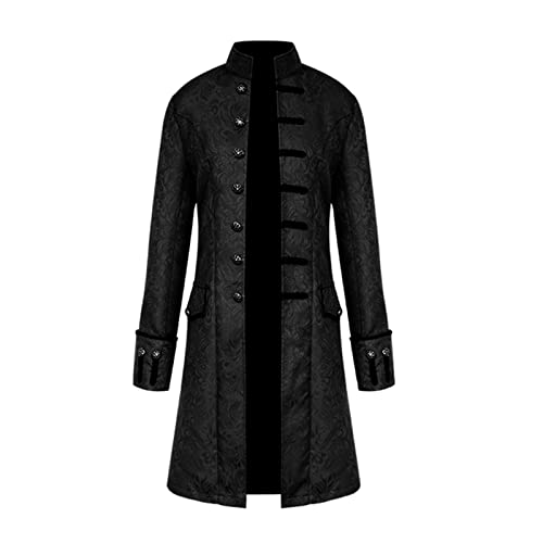 TSIRNK Mittelalter Kleidung Herren,Steampunk Herren,Halloween Kostüme Herren,Frack Steampunk Gothic Mittelalter Uniform (Schwarz, 3XL) von TSIRNK