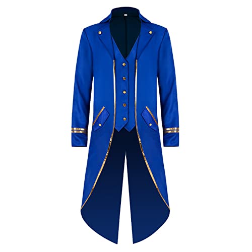 TSIRNK Steampunk Herren,Mittelalter KostüM Herren,Frack Herren,für Karneval Halloween KostüMe Herren (Blau, M) von TSIRNK