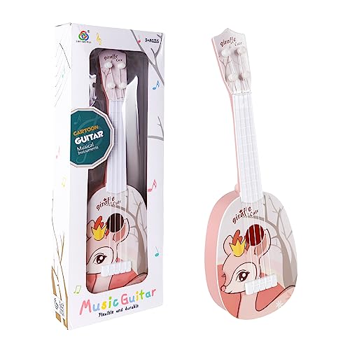 37 cm Gitarre für Kinder, Mini-Gitarre Ukulele Gitarre Spielzeug mit 4 verstellbaren Saiten Mini-Gitarre und Plektren (Kinder-Edition-A10) von TSLBW