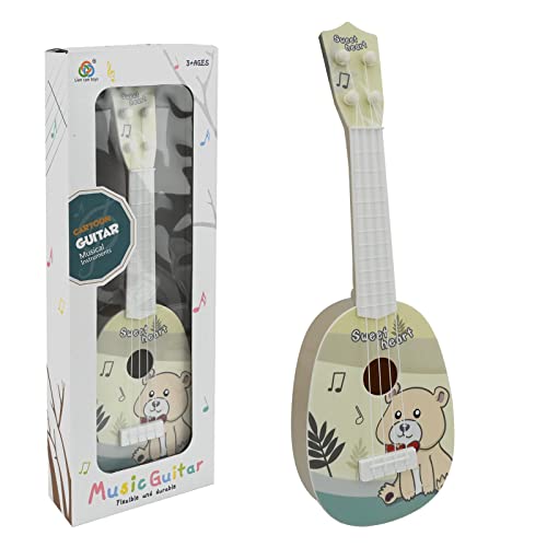 37 cm Gitarre für Kinder, Mini-Gitarre Ukulele Gitarre Spielzeug mit 4 verstellbaren Saiten Mini-Gitarre und Plektren (Kinder-Edition-A6) von TSLBW