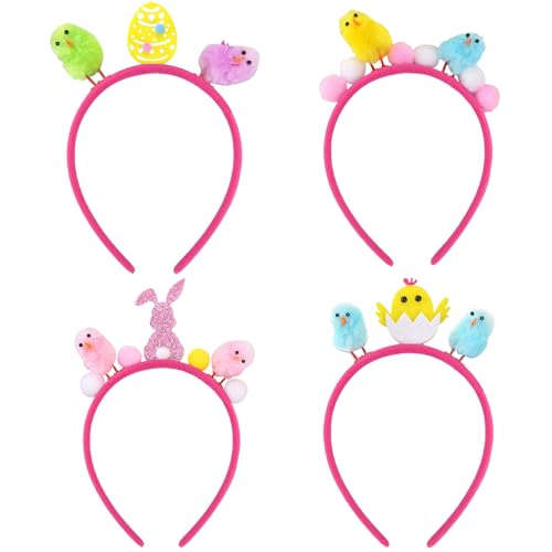 4 Pack Ostern Stirnband Küken Kaninchen Ei Haarband Ostern Party Kopf tragen Kinder Fancy Dress Requisiten Kostüm Zubehör (A) von TSLBW