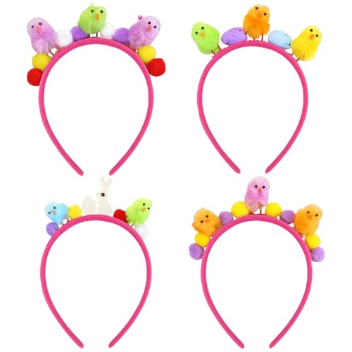 TSLBW 4 Pack Ostern Stirnband Küken Kaninchen Ei Haarband Ostern Party Kopf tragen Kinder Fancy Dress Requisiten Kostüm Zubehör (B) von TSLBW