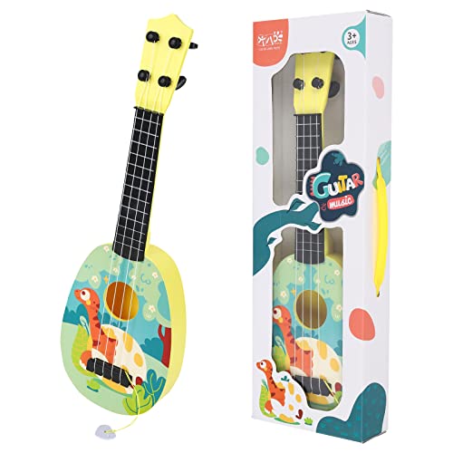 TSLBW 43 cm Gitarre für Kinder, Mini-Gitarre Ukulele Gitarre Spielzeug mit 4 verstellbaren Saiten Mini-Gitarre und Plektren Pink-Green von TSLBW