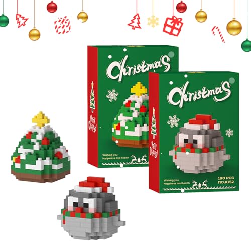 TSLBW Weihnachten Bauklotz Set, Weihnachtsmann, Schneemann, Weihnachtsbaum, Pinguin, Bauklotz Spielzeug Weihnachtsdekoration Party Favors (Weihnachtsbaum+ Pinguin) von TSLBW