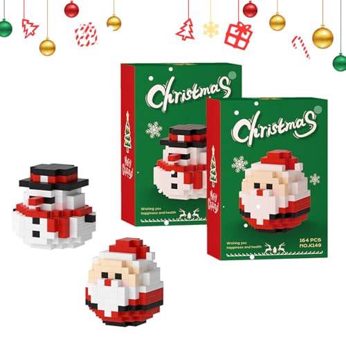 TSLBW Weihnachten Bauklotz Set, Weihnachtsmann, Schneemann, Weihnachtsbaum, Pinguin, Bauklotz Spielzeug Weihnachtsdekoration Party Favors (Weihnachtsmann+ Schneemann) von TSLBW