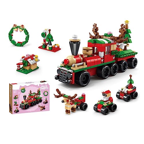 TSLBW Weihnachts-Spieluhr-Baustein-Set, Weihnachtsdekoration, Weihnachtsmann, Rentierbaum, zusammengebaute Bausteine, Weihnachten, für Jungen und Mädchen ab 6 Jahren (Kinder-Edition-A) von TSLBW