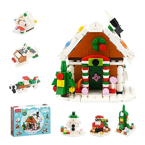 Weihnachten Haus Blöcke Weihnachts Bausteine Set Weihnachtsmann Zug Schneemann Weihnachtsbaum Bausteinspielzeug Weihnachten Bauklötze Dekoration Spielzeug für Kinder und Erwachsene Xmas Geschenke von TSLBW