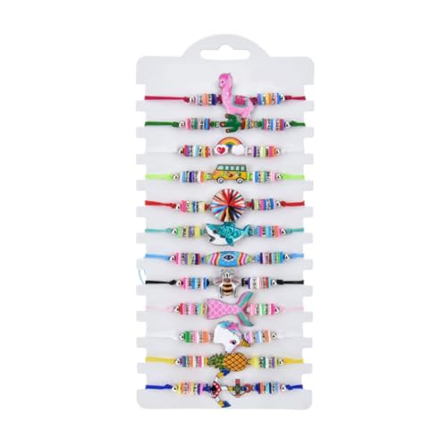 TSLRSA 12 Pcs Mädchen ArmbänderMädchen gewebte ArmbänderVerstellbare niedliche Tier ÖlgemäldeWeiche Keramik ArmbänderGeburtstagsgeschenke für Kinder von TSLRSA