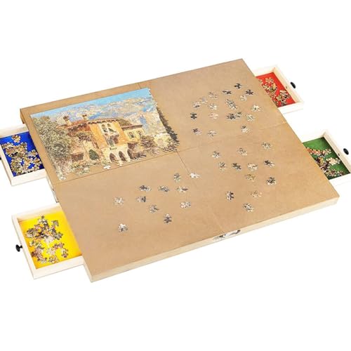 TT-YEC Faltbare Große Puzzletafel, Tragbare 1000 -Teilige Holzpuzzletafel, Puzzleträger Mit Puzzle -Aufbewahrungsbox, Platzsparpuzzle, Geschenk Für Mama von TT-YEC