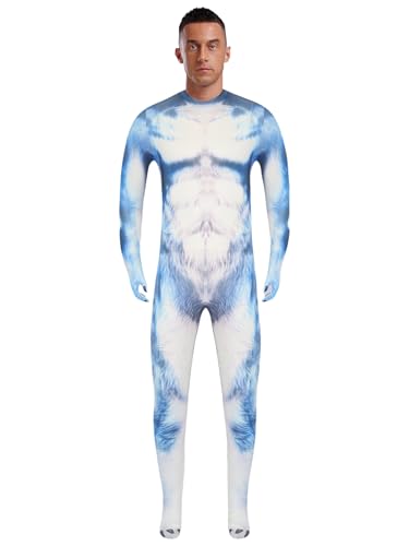 TTAO Erwachsene 3D gedruckt Tier Bodysuit Mit Schwanz Ganzkörperanzug Catsuit Cosplay Zentai Bühnenshow Halloween Party Outfit Typ E L von TTAO