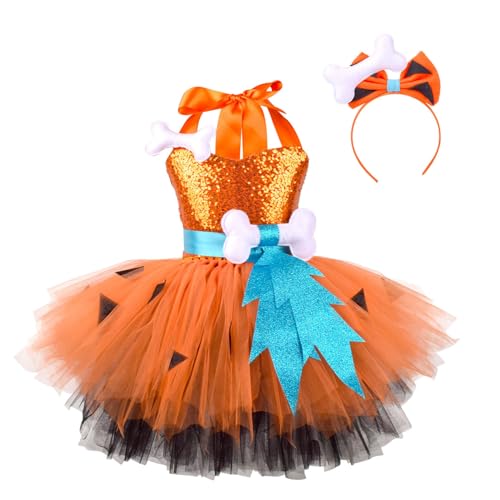TTAO Mädchen Feuerstein Kleid Prinzessin Steinzeit Faschingskostüm Kind Cavewomen Halloween Cosplay Verkleidung Deluxe Mottoparty Outfit Orange B 80-92 TTAO Mädchen Feuerstein Kleid Prinzessin Steinzeit Faschingskostüm Kind Cavewomen Halloween Cosplay Verkleidung Deluxe Mottoparty Outfit Orange B 80-92 von TTAO